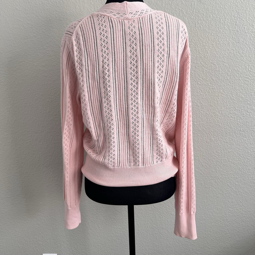 Fifteen Twenty Small Pointelle Faux Wrap Pink Top Knit Soft Girl Balletcore - Picture 8 of 9